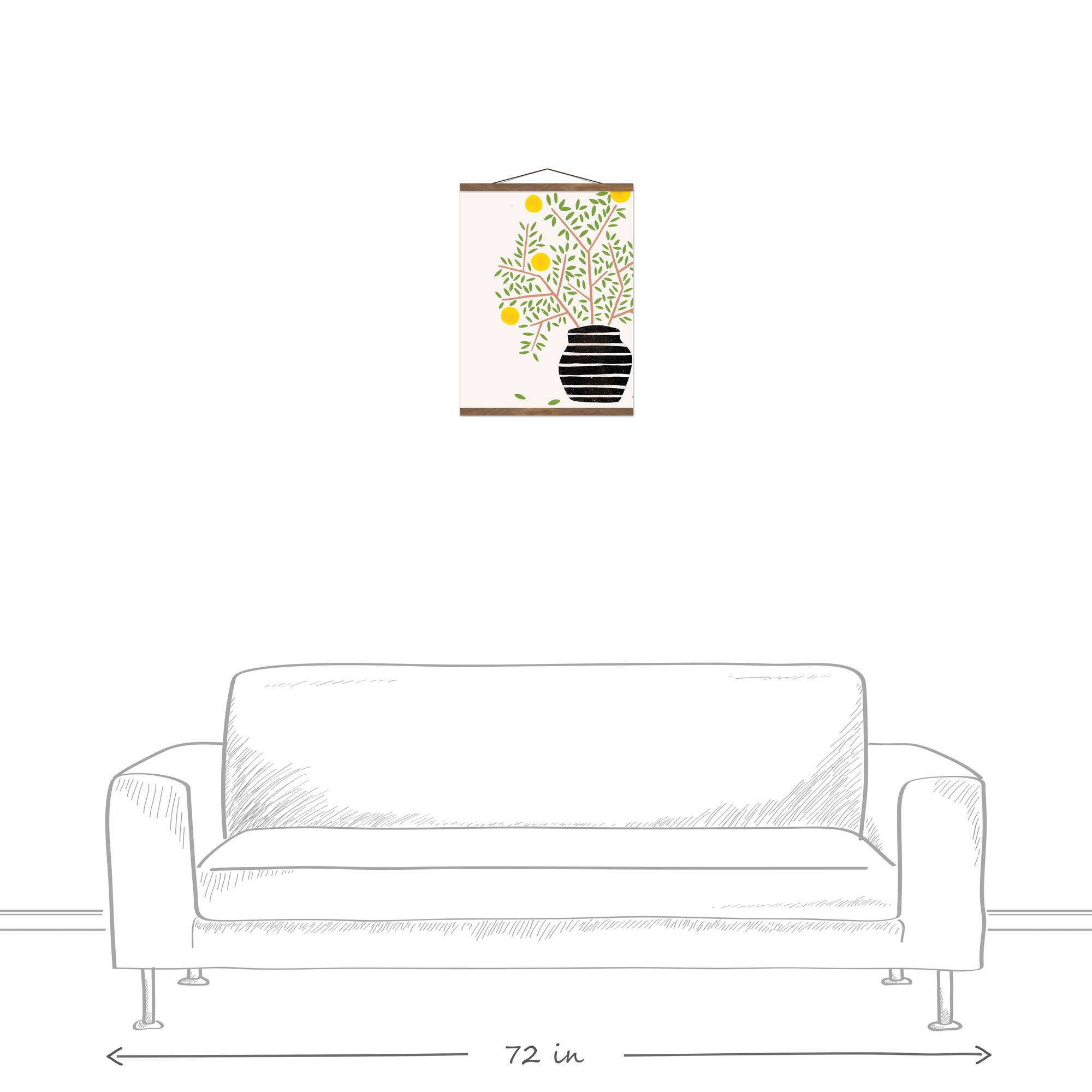 Designs Direct Minimalistic Lemon Tree Teak Hanging Canvas